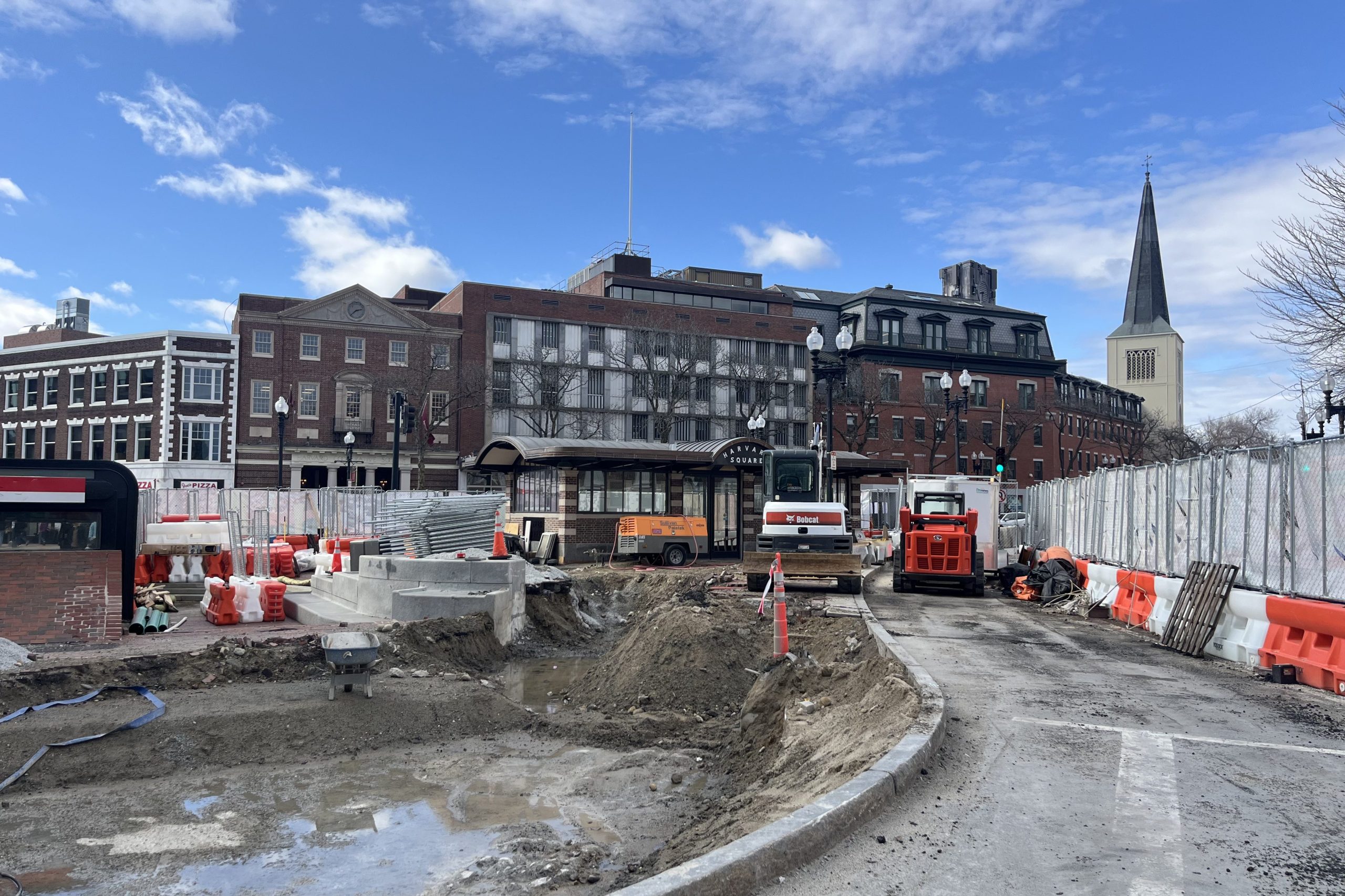 An image of the Harvard Square KiOSK plaza under construction
