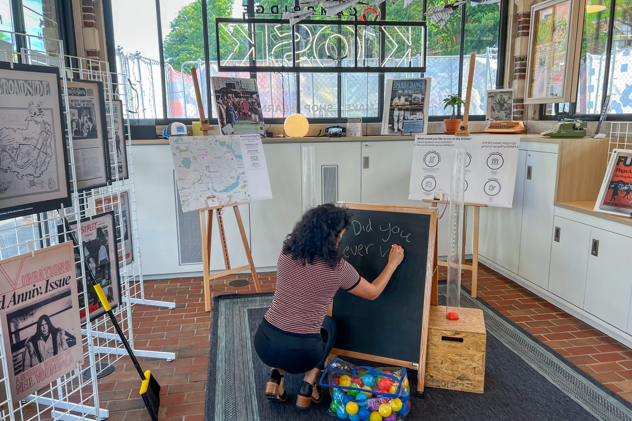 Community engagement activity being set up at the Kiosk